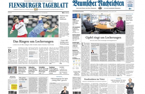 Ein neues Layout gibt es unter anderem fr das Flensburger Tageblatt und die Bramscher Nachrichten/ Abb.: NOZ/mh:n Medien